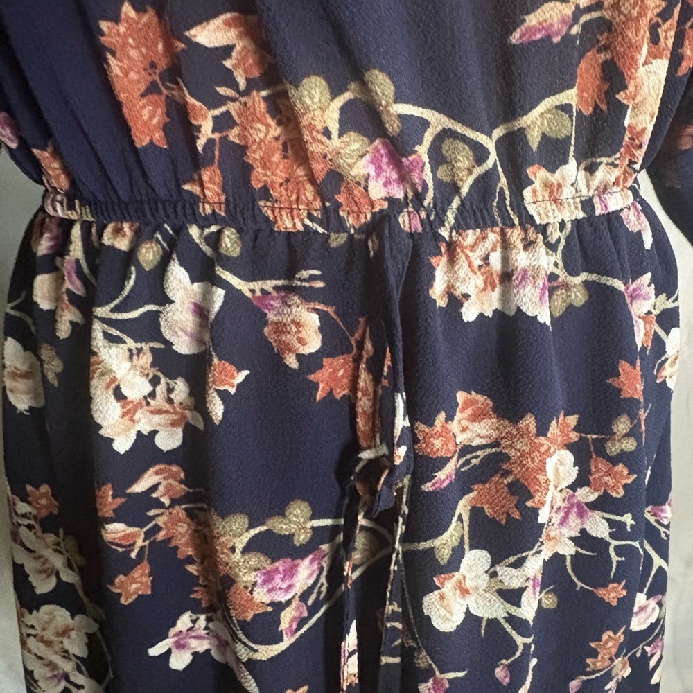 Floral Navy Dress/Long top with Pink and White Accents - Picture 5 of 9